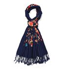 Bestickter Schal mit Paisley und Floralem Stickerei, 70 x 180 cm, Navy