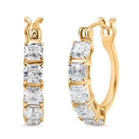 Moissanit Ohrringe, 925 Silber 750 Gelbgold Vermeil - 3,49 ct.