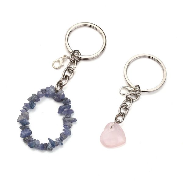 Bedruckter Seidenschal und Rosenquarz-Edelstein-Schl&uuml;sselanh&auml;nger mit Geschenkbox, schwarz und cr&egrave;me image number 7