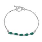 Smaragd-Quarz Triplette, Weißer Zirkon Armband ca. 18 cm Messing ca. 3.47 ct