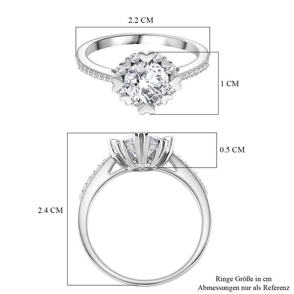 RADIANTA GRA zertifiziert Moissanit (D-VVS) Ring 925 Silber rhodiniert (Größe 16.00) ca. 2.17 ct image number 7