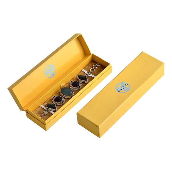 Royal Bali Sajan Silber -Blauer Calcit, Afrikanischer Amethyst Armband ca. 18.5 cm 925 Silber image number 6