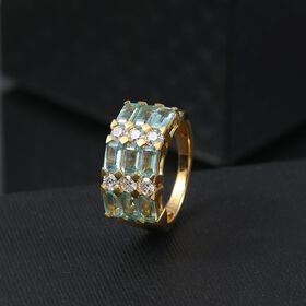 D’Joy Betroka blauer Apatit und Moissanit Ring - 3,31 ct.