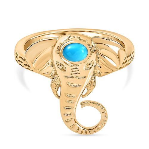 D’joy AA Sleeping Beauty Türkis Ring 925 Silber 750 Gelb Vergoldet (Größe 18.00) ca. 0.17 ct image number 0