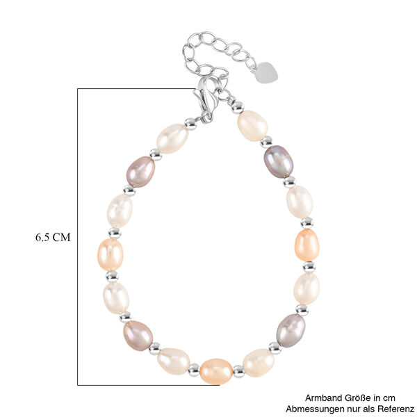 Mehrfarbige Süßwasser Perle Armband ca. 16.5 cm + 3.5 cm Extender, Nickelfreies Messing, Silberfarben image number 6