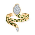 Weißer Zirkon Ring 925 Silber 750 Gelb Vergoldet (Größe 17.00) ca. 0,36 ct