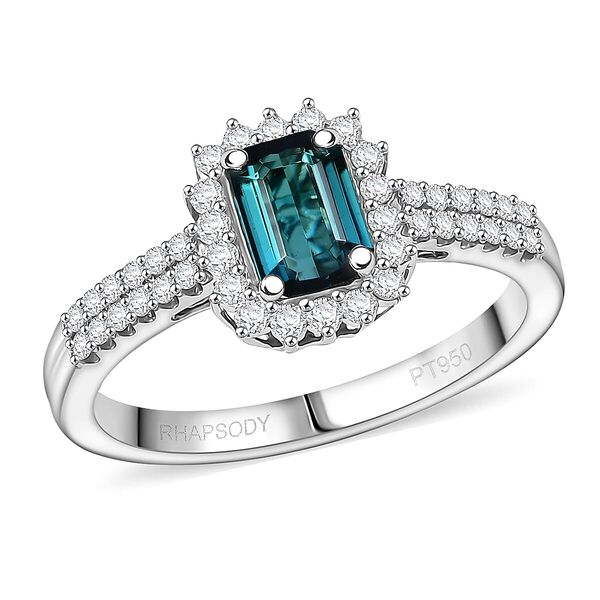Rhapsody AAAA Indicolite, Wei&szlig;er Diamant Ring 950 Platin (Gr&ouml;&szlig;e 18.00) ca. 1,58 ct image number 0