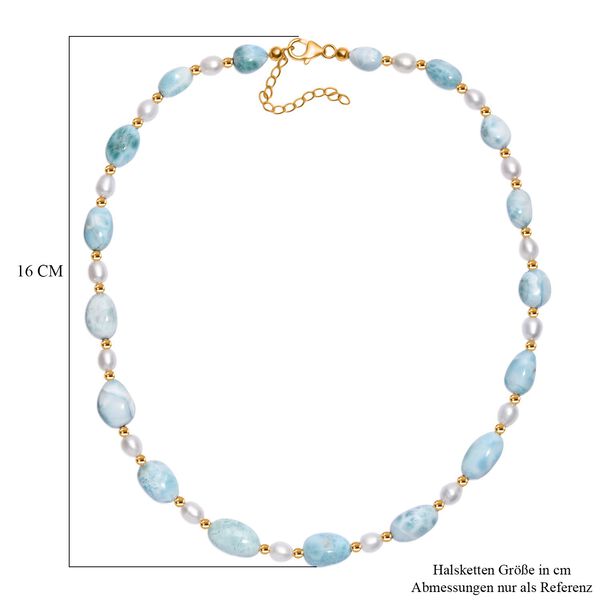 AA Larimar und Süßwasser Perle 45cm Halskette und 19cm Armband image number 6