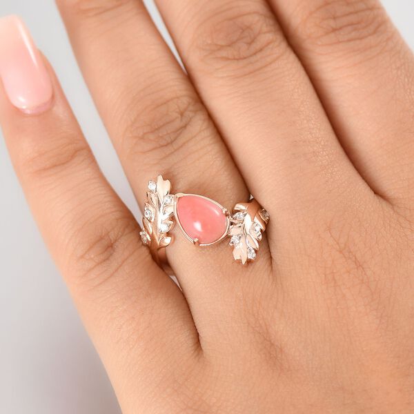 AA Vinicunca-Peruanischer-Opal, Weißer Zirkon Ring 925 Silber 750 rosévergoldet (Größe 21.00) ca. 1.88 ct image number 2