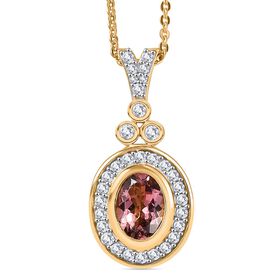 D'Joy AA Blush Turmalin, Moissanit Schmuckset ca. 50 cm 925 Silber 750 Gelbgold Vermeil ca. 1,22 ct.
