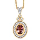D'Joy AA Blush Turmalin, Moissanit Schmuckset ca. 50 cm 925 Silber 750 Gelbgold Vermeil ca. 1,22 ct.