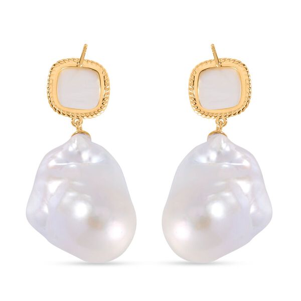 16-20 mm wei&szlig;e Barockperle und wei&szlig;e Perlmutt-Ohrringe image number 5