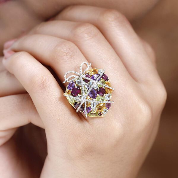GP Amore Kollektion- Mehrfarbiger Edelstein, Zirkon und blauer Saphir-Ring- 9,29 ct. image number 3