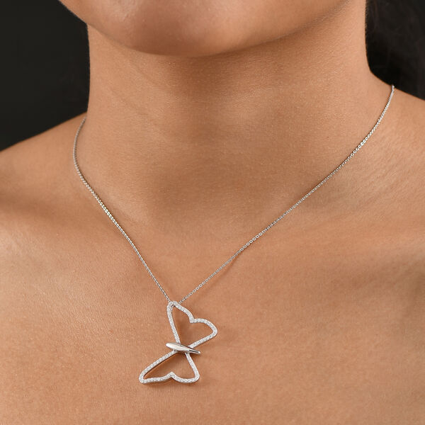 Moissanit Anh&auml;nger mit 50cm Kette, 925 Silber rhodiniert - 0,70 ct. image number 3