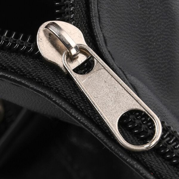 Patchwork Crossbody Tasche aus Schafleder mit mehreren Rei&szlig;verschlussf&auml;chern, 40&times;16,5&times;25,5 cm, Schwarz image number 6