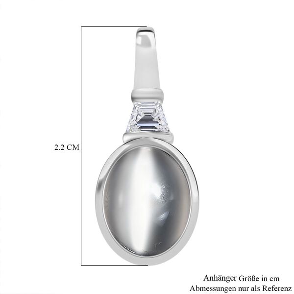 Srilankan Ebony Mondstein (Doublet), Wei&szlig;er Topas Anh&auml;nger 925 Silber rhodiniert ca. 3.17 ct image number 5