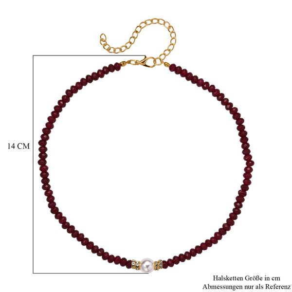 Muschelkernperle, rote Quarzit und wei&szlig;e Kristall 40,5+10cm Halskette image number 6