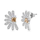 J Francis gefertigt mit SWAROVSKI - Gelber Zirkonia, Zirkonia Ohrringe 925 Silber rhodiniert 2.99 ct