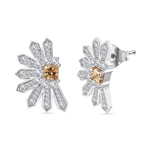 J Francis gefertigt mit SWAROVSKI- Gelber und weißer Swarovski Zirkonia Ohrringe image number 0
