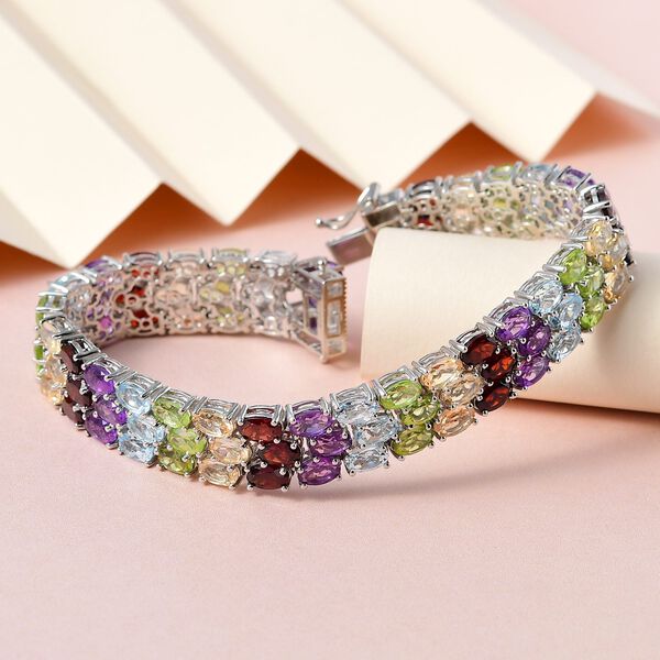 Mehrfarbiges Edelstein-Armband, 19 cm - 41,13 ct. image number 2