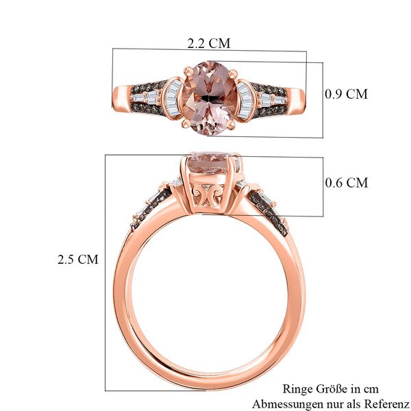 AAA Maroppino Morganit, Weißer Diamant Ring, 925 Silber 750 Roségold Vermeil (Größe 20.00) ca. 1.31 ct image number 7