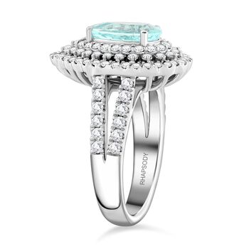 CHAIRMAN VAULT COLLECTION - AAAA Paraiba Turmalin, Wei&szlig;er Diamant Ring, zertifiziert und gepr&uuml;ft, 950 Platin (Gr&ouml;&szlig;e 17.00) ca. 4.35 ct