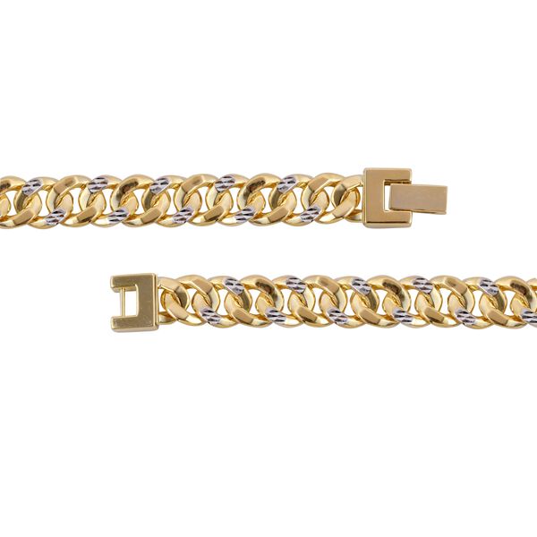 Zweifarbiges Diamantschliff-Panzerarmband in 375 Gold, 5,60g image number 3