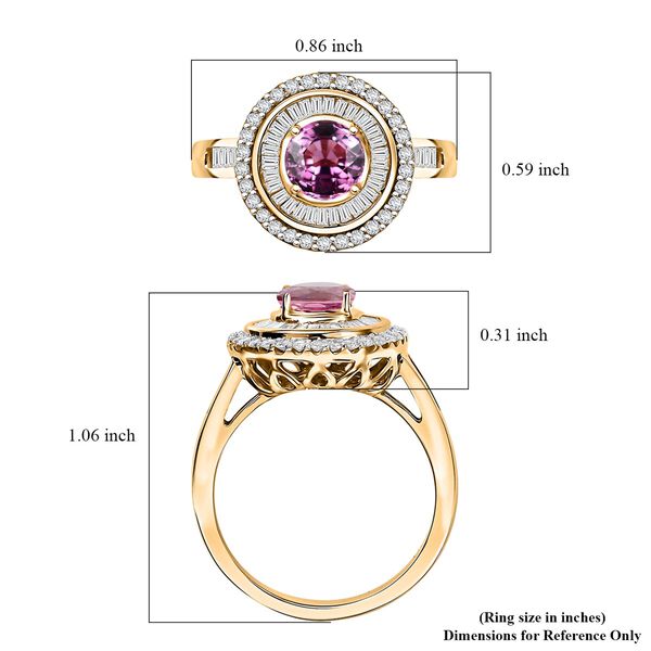 LUXORO zertifiziert und gepr&uuml;ft AAA rosa Saphir und Diamant Ring in 585 Gold - 1,65 ct. image number 5