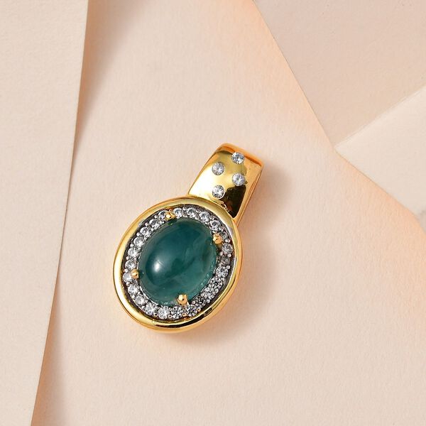 AA Grandidierit, Weißer Zirkon Anhänger 925 Silber Gelbgold Vermeil ca. 2,57 ct. image number 2