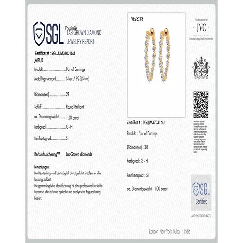 LUXURIANT DIAMOND - Lab Grown Diamant SI-GH SGL zertifiziert Ohrringe 925 Silber 750 Gelbgold Vermeil ca. 1.00 ct image number 7