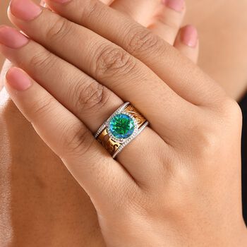 2er-Set- Zweifarbige Pfau Triplett Quarz Ringe - 4,13 ct.