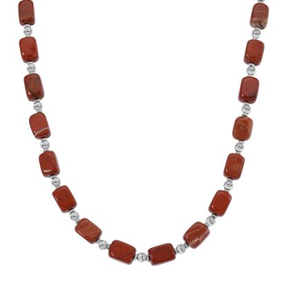 Rote Jaspis Halskette, ca. 45cm mit 5cm extender, ca. 300.00 ct