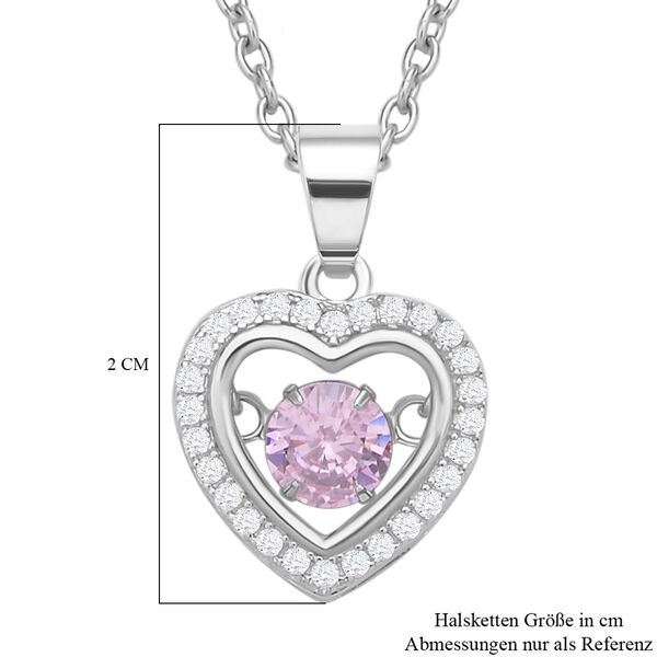 Rosa und wei&szlig;er Zirkonia-Anh&auml;nger mit Kette - 1,02 ct. image number 7