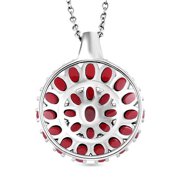 Simuliertes Rotes Opal Anh&auml;nger mit Kette ca. 50 cm + 5 cm Extender, 316L Edelstahl image number 4