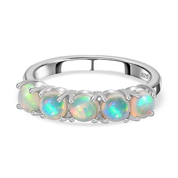 AA Nat&uuml;rlicher, &auml;thiopischer Welo Opal Ring 925 Silber platiniert (Gr&ouml;&szlig;e 19.00) ca. 0,83 ct