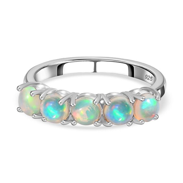 AA Nat&uuml;rlicher, &auml;thiopischer Welo Opal Ring 925 Silber platiniert (Gr&ouml;&szlig;e 19.00) ca. 0,83 ct