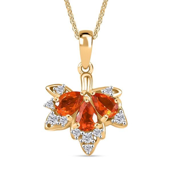 D'Joy AAA Blaze Feueropal, Weißer Zirkon Schmuckset ca. 50 cm 925 Silber 750 Gelbgold Vermeil ca. 1,07 ct. image number 0
