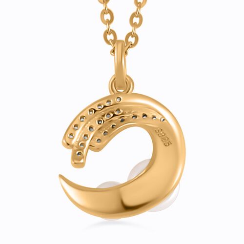 2er-Set - Weiße Süßwasserperlen Halskette und Ohrringe in vergoldetem 925er Silber - 3,64 ct. image number 5