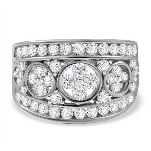 Weißer Zirkonia Ring 925 Silber rhodiniert (Größe 17.00) image number 0