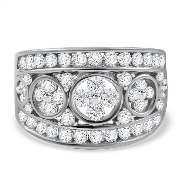 Weißer Zirkonia Ring 925 Silber rhodiniert (Größe 17.00) image number 0