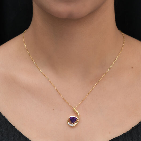 Afrikanischer Amethyst und Zirkon Anh&auml;nger 925 Silber vergoldet image number 3