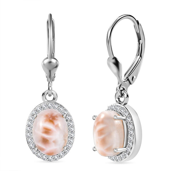 AA Natrolith, Wei&szlig;er Zirkon Ohrringe 925 Silber rhodiniert ca. 4.13 ct