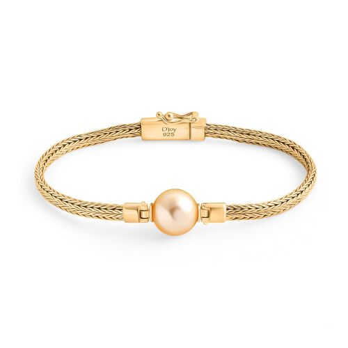 Royal Bali - AAA Goldene Südsee Perle, Lab Grown Diamant Armband ca. 19 cm 925 Silber 11.81 ct image number 0