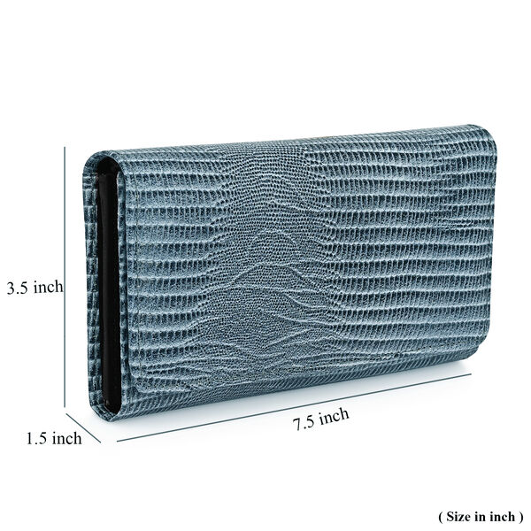 LA MAREY Geldb&ouml;rse aus Leder mit RFID Schutz und Eidechsen Pr&auml;gung, 18,4 x 10,2 cm, Hellblau image number 10