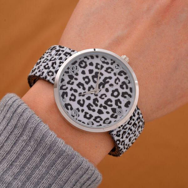 STRADA - Japanisches Uhrwerk, Flexible Uhr, Leopardenfellmuster image number 2