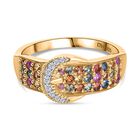 D'Joy AA Mehrfarbig Saphir Ring 925 Silber 750 Gelbgold Vermeil (Größe 17.00) ca. 1,08 ct