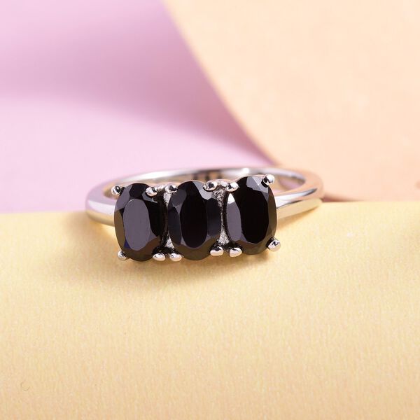 Schwarzer Spinell Ring, Edelstahl (Gr&ouml;&szlig;e 16.00) ca. 1,91 ct image number 2