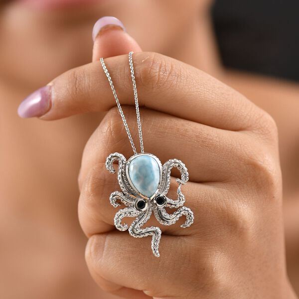 GP Trionfo Kollektion - Larimar, schwarzer Spinell und blauer Saphir Anh&auml;nger mit 45cm Kette - 6,27 ct. image number 4