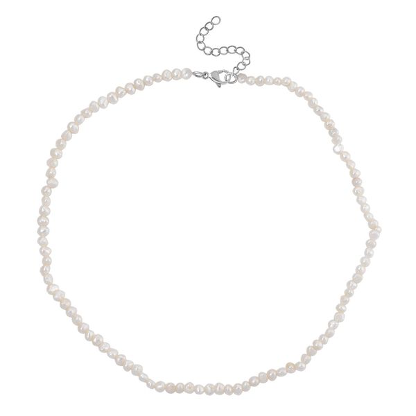 Weiße Süßwasser Perle 45+5cm Halskette image number 4