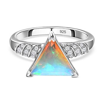 Nat&uuml;rlicher, &auml;thiopischer Welo Opal und Moissanit-Ring - 1,29 ct.